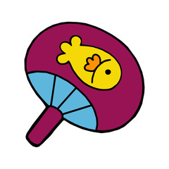 Round fan cartoon illustration isolated on white background for children color book