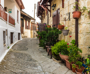 Fototapeta na wymiar A typical view in the traditional village Omodos in Cyprus