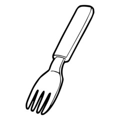 Fork cartoon illustration isolated on white background for children color book