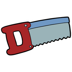 Saw cartoon illustration isolated on white background for children color book