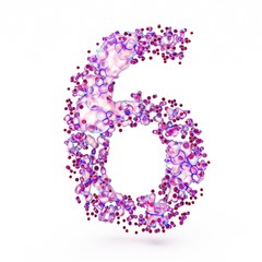 3D Number 6 with abstract biological texture