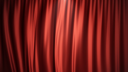 Fototapeta premium 3D illustration luxury red silk velvet curtains decoration design, ideas. Red Stage Curtain for theater or opera scene backdrop. Mock-up for your design project