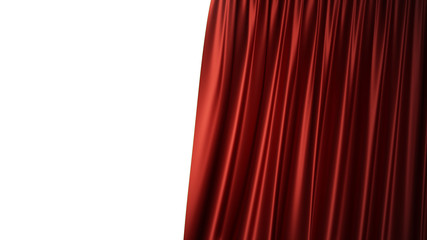 3D illustration luxury red silk velvet curtains decoration design, ideas. Red Stage Curtain for theater or opera scene backdrop. Mock-up for your design project