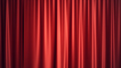 3D illustration luxury red silk velvet curtains decoration design, ideas. Red Stage Curtain for theater or opera scene backdrop. Mock-up for your design project