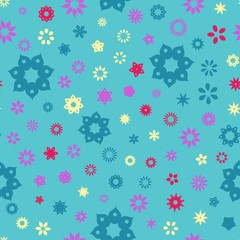 Seamless floral pattern with blue background