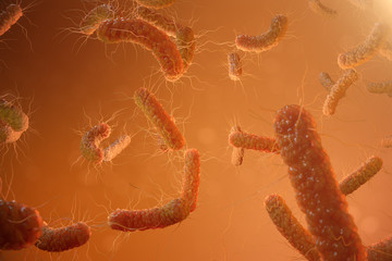 3d illustration viral infection causing chronic disease. Hepatitis viruses, influenza virus H1N1, Flu, cell infect organism, aids. Virus abstract background.