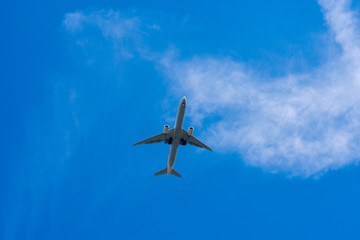 Airplane flying overhead