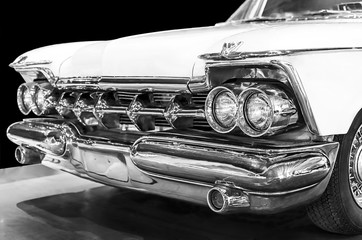 Classic american car in black and white