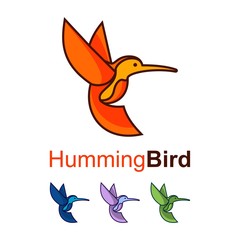 Hummingbird Colibri corporate Outline design logo. Bird icon design