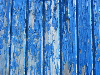 Fototapeta na wymiar Aqua or teal blue Vintage or shabby style wooden wall. Paint is peeling off the wood planks
