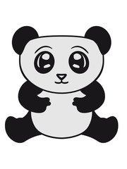 niedlich sitzend klein dick gesicht panda süß bär china asien schwarz weiß comic cartoon