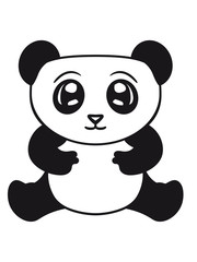 niedlich sitzend klein dick gesicht panda süß bär china asien schwarz weiß comic cartoon