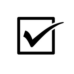 Check mark or tick sign in box. Easily editable, colorable EPS 8 vector icon isolated on transparent background, No. 2 variant.