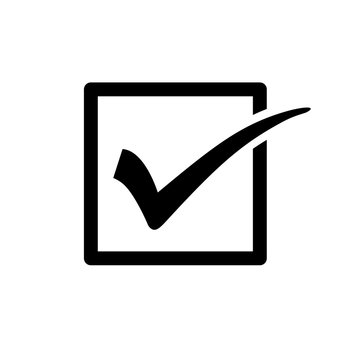 Check mark or tick sign in box. Easily editable, colorable EPS 8 vector icon isolated on transparent background, No. 2 variant.