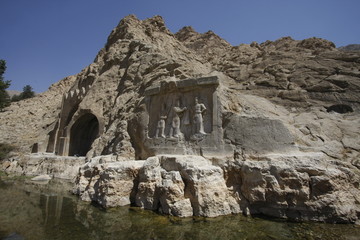 Taq Bostan, a famous rock relief of Sassanid Persia