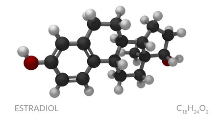 Estradiol molecule, rotating seamless loop, 3d animation, 4k 30fps - Powered by Adobe