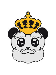 kopf krone könig alt opa prinz sitzend klein dick gesicht panda süß niedlich bär china asien schwarz weiß comic cartoon