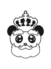 kopf krone könig alt opa prinz sitzend klein dick gesicht panda süß niedlich bär china asien schwarz weiß comic cartoon