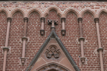 Catholic church with red bricks in germany 