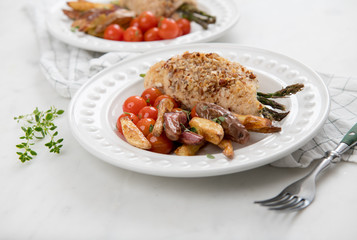 Homemade Dinner of Chicken Stuffed with Asparagus