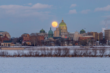 Full moon over Harrisburg Pennsylvania