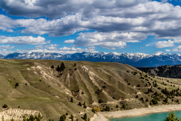 Kerr Dam, Seli’š Ksanka Qlispe’ Dam, and the flathead river as seen while overlooking the dam, Polson, Montana, United States
