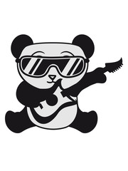 band gitarre elektro cool sonnenbrille konzert musik party feiern sitzend klein dick gesicht panda süß niedlich bär china asien schwarz weiß comic cartoon