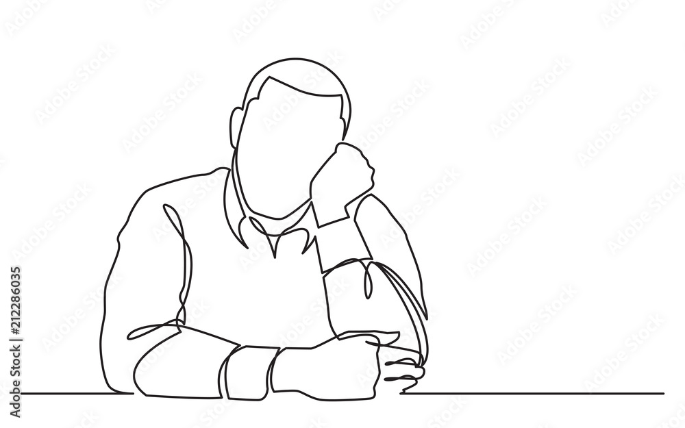 Canvas Prints continuous line drawing of dreaming man on white background