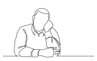 continuous line drawing of dreaming man on white background