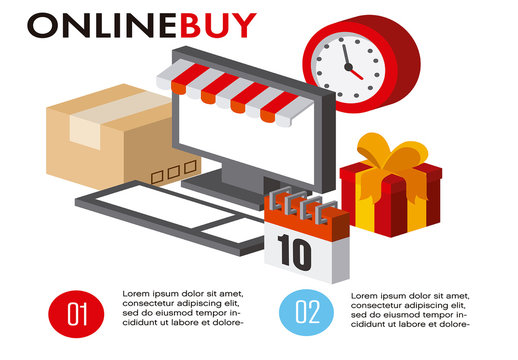 Red and Yellow Package Calendar Clock Online Infographic