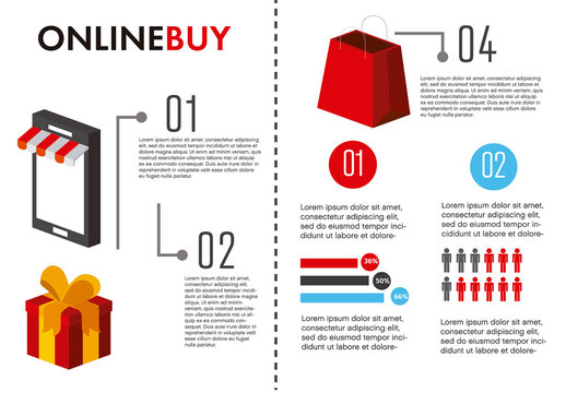 Red Yellow Black Online Shopping Marketing Infographic Template