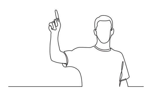 recommend clip art: continuous line drawing of standing man pointing finger