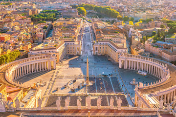 View of St. Peter Square and Rome skyline