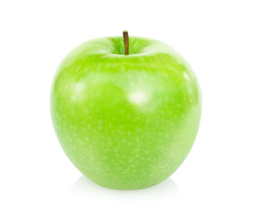 Green fresh apple fruit on white background , healthy diet food concept