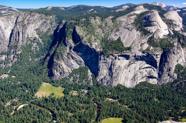 Basket Dome, North Dome and Royal Arches in Yosemite Creek.