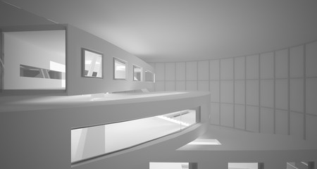 Obraz premium Abstract parametric white interior with neon lighting. 3D illustration and rendering.