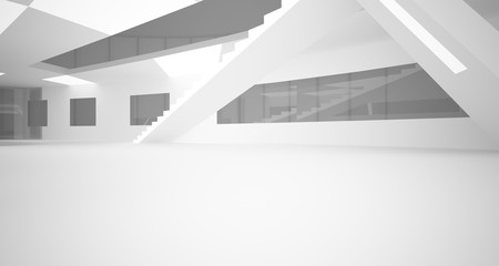 Obraz premium Abstract parametric white interior with neon lighting. 3D illustration and rendering.