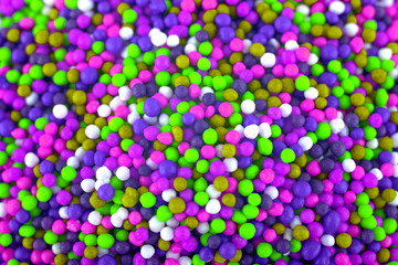 Colorful candies background, copy space. Nuts in multi-colored glaze dragee. Sweet candies spreading pastry decoration. Pile of colorful coated candy. Sweets  texture, pattern. Top view, flat lay