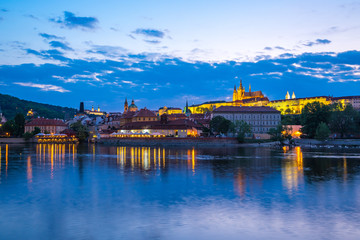 Prague city skyline in Czech Republic at night
