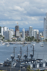 Boats in the port of Cartagena, Colombia
