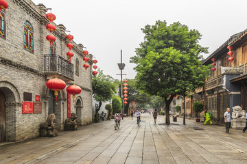 Fuzhou, China. In May 2016, three lanes and seven alleys in Fuzhou were a historic street. It is a famous tourist attraction in Fuzhou.