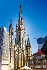 Fototapeta na wymiar MULHOUSE,FRANCE - Jun 16, 2017: Protestant St. Stephen's Church is a Calvinist church located in the city of Mulhouse