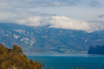 Obraz premium Mountain autumn trees landscape, switzerland