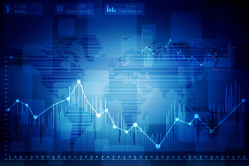 2d rendering Stock market online business concept. business Graph 