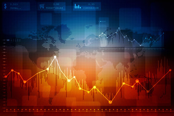 2d rendering Stock market online business concept. business Graph 