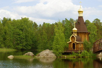 Church of the Apostle Andrew the First-Called on the Vuoksa River on a June cloudy day. Leningrad...