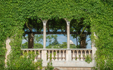 The beautiful view of Medici court in Italian Renaissance garden of Hamilton gardens an iconic...
