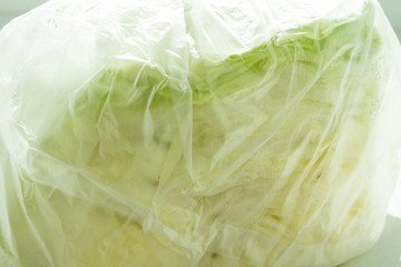 Cabbage packed in a plastic bag