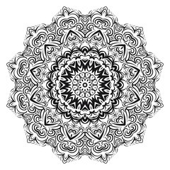 Vector hand drawn floral color mandala design. For fashion, surface design. Red, purple, gold color.