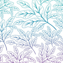 branch with leafs ecology pattern vector illustration design